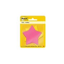 Post-it® Super Sticky Notes, 3 x 3 in, 2 Star Shaped Pads, 75 Sheets/Pad, 2X the Sticking Power, School Supplies and Office Products, Assorted Colors