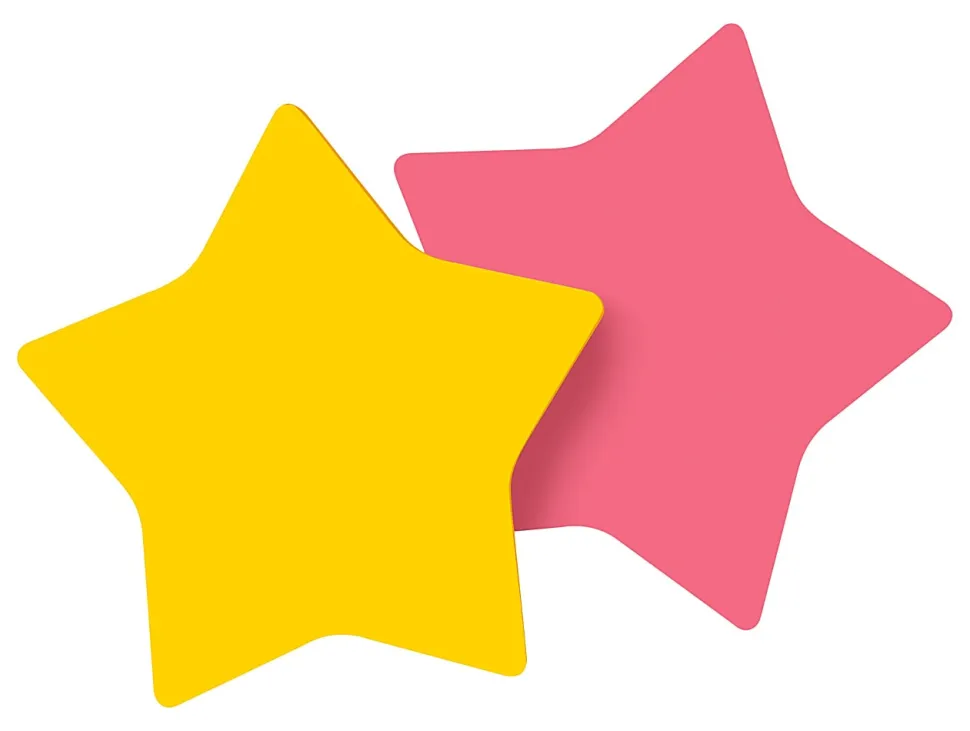 Post-it® Super Sticky Notes, 3 x 3 in, 2 Star Shaped Pads, 75 Sheets/Pad, 2X the Sticking Power, School Supplies and Office Products, Assorted Colors