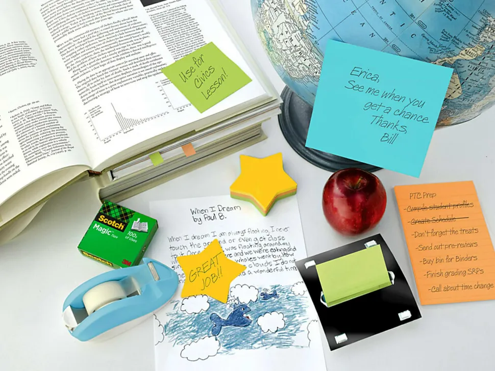 Post-it® Super Sticky Notes, 3 x 3 in, 2 Star Shaped Pads, 75 Sheets/Pad, 2X the Sticking Power, School Supplies and Office Products, Assorted Colors