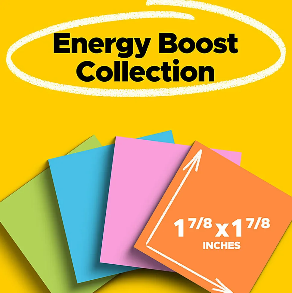 Post-it® Super Sticky Notes, 1.88 x 1.88 in, 8 Mini Sticky Note Pads, 90 Sheets/Pad, 2X the Sticking Power, School and Office Supplies, Energy Boost