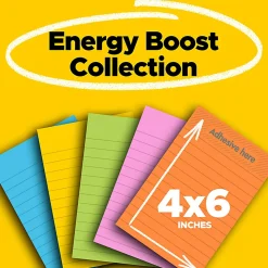 Post-it® Super Sticky Notes, 4 x 6 in, 5 Lined Sticky Note Pads, 90 Sheets/Pad, 2X the Sticking Power, School and Office Supplies, Energy Boost