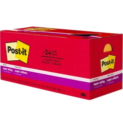Post-it® Super Sticky Notes, 3 x 3 in, 24 Bulk Sticky Note Pads, 70 Sheets/Pad, 2X the Sticking Power, School and Office Supplies, Playful Primaries