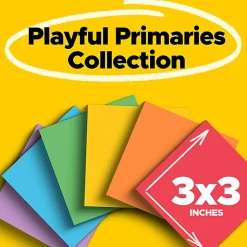Post-it® Super Sticky Notes, 3 x 3 in, 24 Bulk Sticky Note Pads, 70 Sheets/Pad, 2X the Sticking Power, School and Office Supplies, Playful Primaries