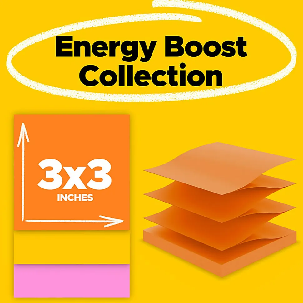 Post-it® Super Sticky Pop Up Notes, 3 x 3 in, 18 Sticky Note Pads, 90 Sheets/Pad, 2X the Sticking Power, School Supplies, Energy Boost