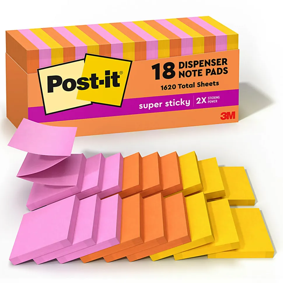 Post-it® Super Sticky Pop Up Notes, 3 x 3 in, 18 Sticky Note Pads, 90 Sheets/Pad, 2X the Sticking Power, School Supplies, Energy Boost