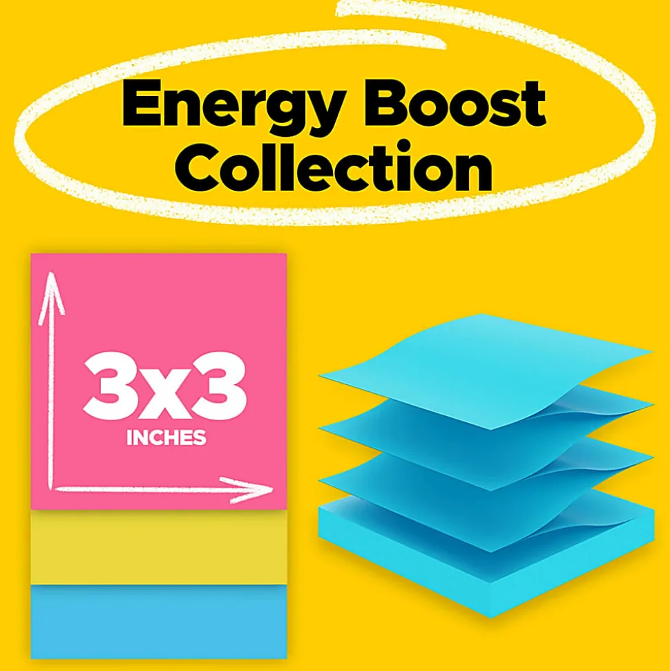 Post-it® Super Sticky Pop Up Notes, 3 x 3 in, 10 Sticky Note Pads, 90 Sheets/Pad, 2X the Sticking Power, School and Office Supplies, Energy Boost