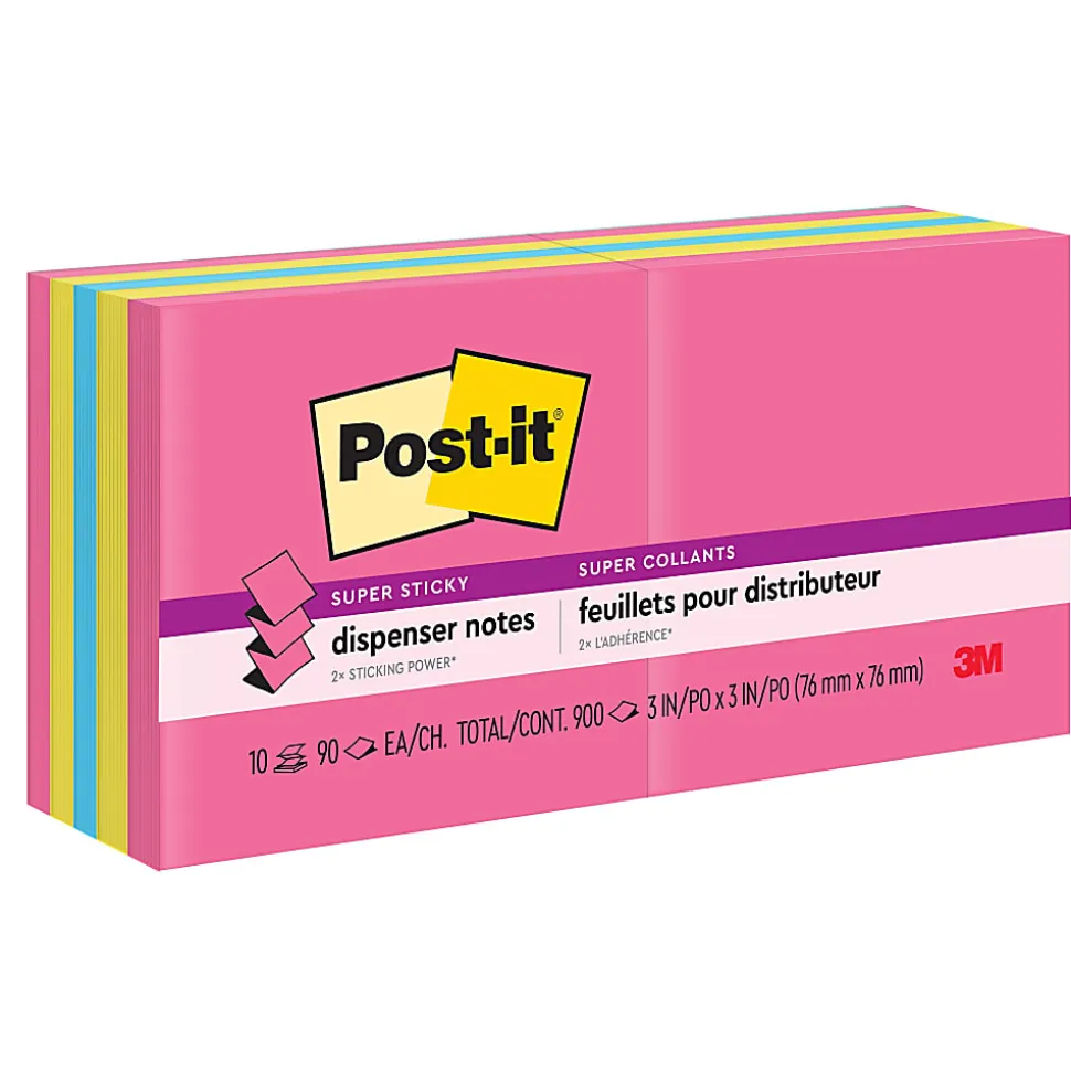 Post-it® Super Sticky Pop Up Notes, 3 x 3 in, 10 Sticky Note Pads, 90 Sheets/Pad, 2X the Sticking Power, School and Office Supplies, Energy Boost