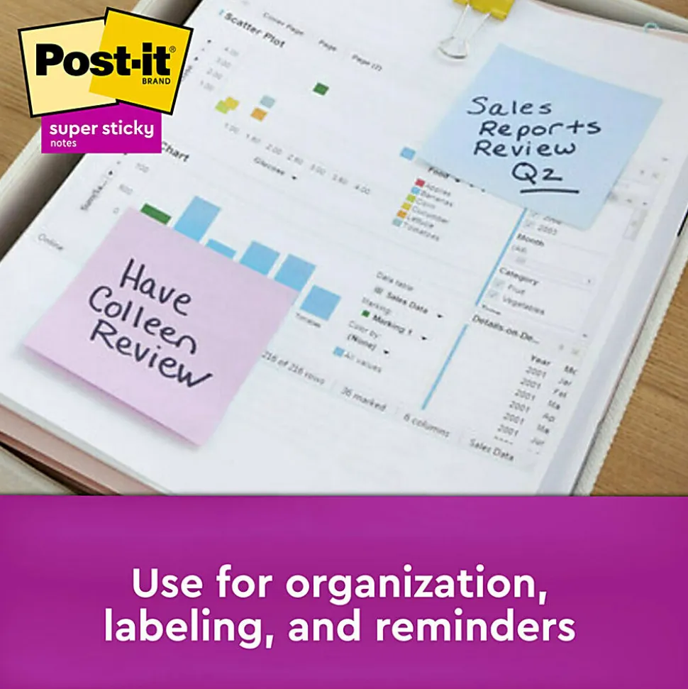 Post-it® Super Sticky Pop Up Notes, 3 in x 3 in, 10 Pads, 90 Sheets/Pad, 2x the Sticking Power, Wanderlust Pastels Collection