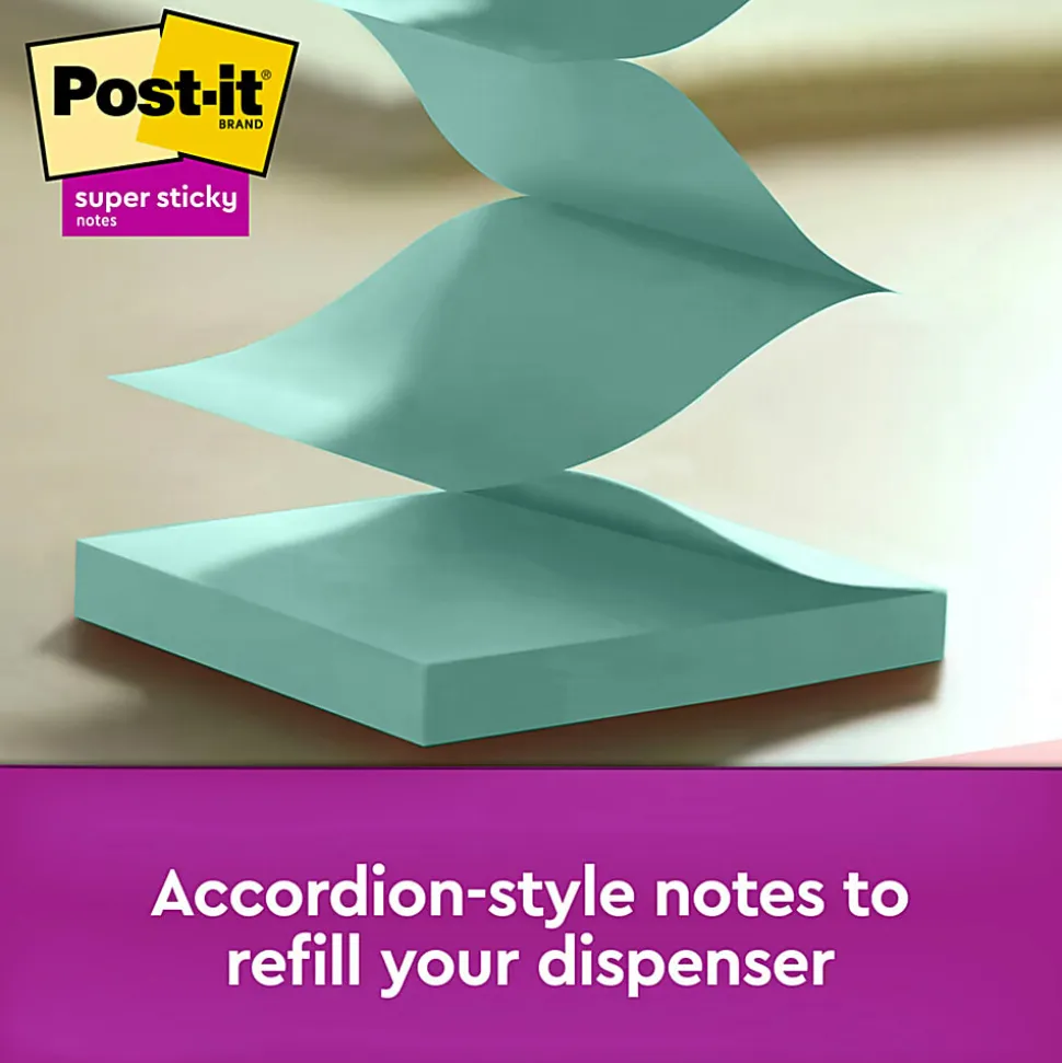 Post-it® Super Sticky Pop Up Notes, 3 in x 3 in, 10 Pads, 90 Sheets/Pad, 2x the Sticking Power, Wanderlust Pastels Collection