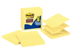 Post-it® Super Sticky Pop Up Notes, 4 x 4 in, 5 Lined Sticky Note Pads, 90 Sheets/Pad, 2X the Sticking Power, School and Office Supplies, Yellow