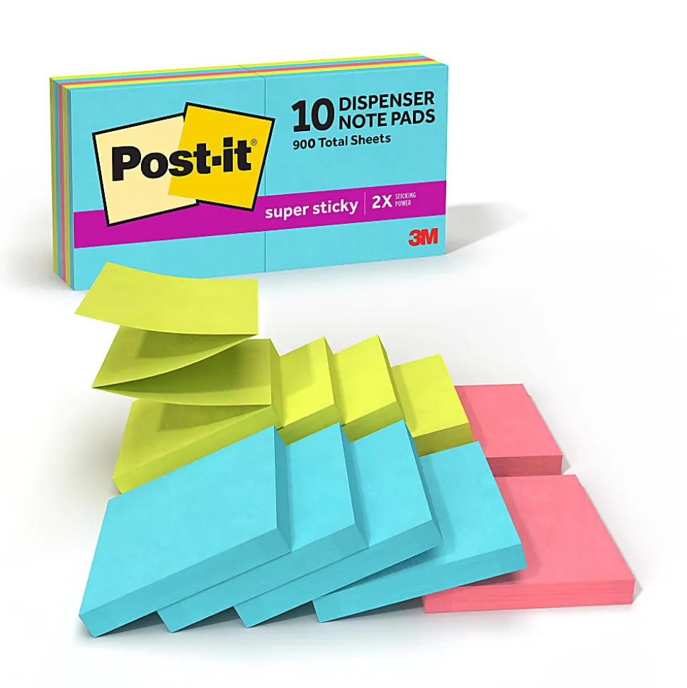 Post-it® Super Sticky Pop Up Notes, 3 x 3 in, 10 Sticky Note Pads, 90 Sheets/Pad, 2X the Sticking Power, School and Office Supplies, Supernova Neons