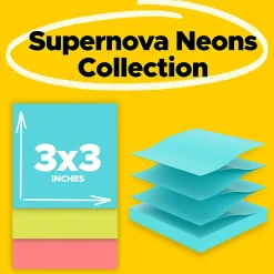 Post-it® Super Sticky Pop Up Notes, 3 x 3 in, 10 Sticky Note Pads, 90 Sheets/Pad, 2X the Sticking Power, School and Office Supplies, Supernova Neons