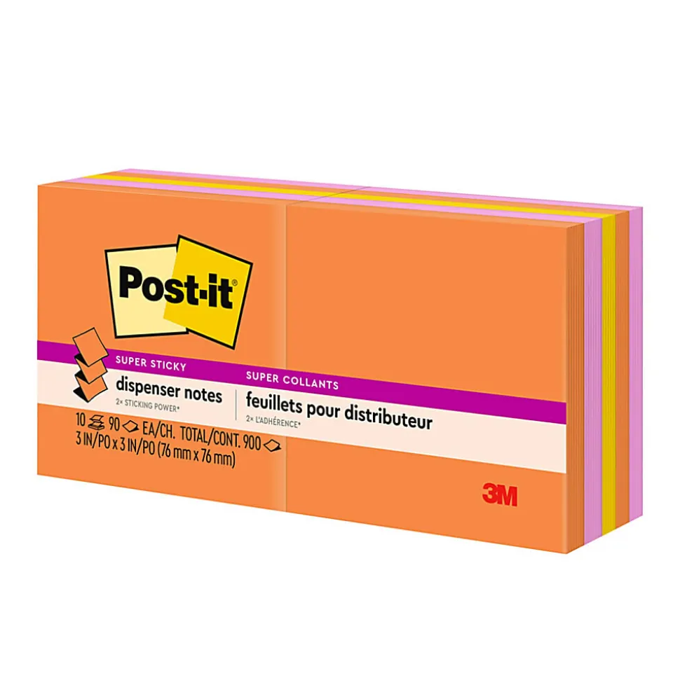 Post-it® Super Sticky Pop Up Notes, 3 x 3 in, 10 Sticky Note Pads, 90 Sheets/Pad, 2X the Sticking Power, School and Office Supplies, Energy Boost