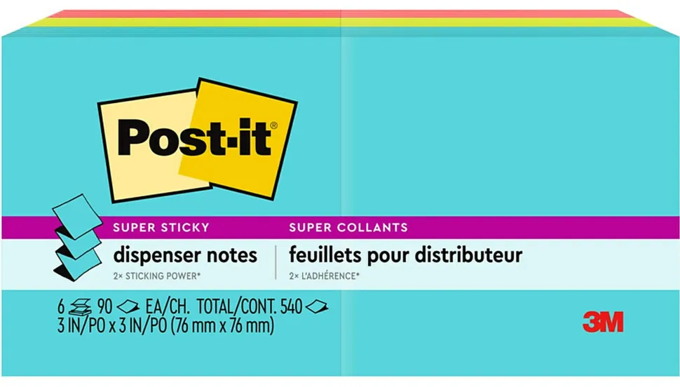 Post-it® Super Sticky Pop Up Notes, 3 x 3 in, 6 Sticky Note Pads, 90 Sheets/Pad, 2X the Sticking Power, School Supplies, Supernova Neons