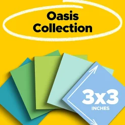 Post-it® Super Sticky Recycled Notes, 3 in x 3 in, 12 Pads, 70 Sheets/Pad, Oasis collection
