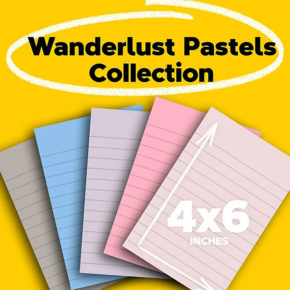 Post-it® Super Sticky 100% Recycled Paper Notes, 4 x 6 in, 8 Lined Sticky Note Pads, 45 Sheets/Pad, School Supplies and Office Products, Oasis