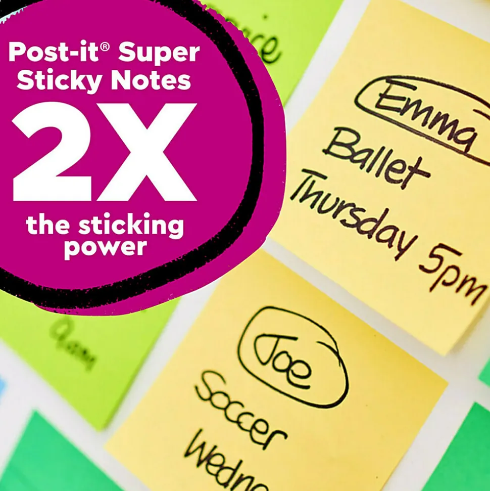 Post-it® Super Sticky 100% Recycled Paper Notes, 3 x 3 in, 24 Sticky Pads, 70 Sheets/Pad, 2X the Sticking Power, School and Office Supplies, Yellow