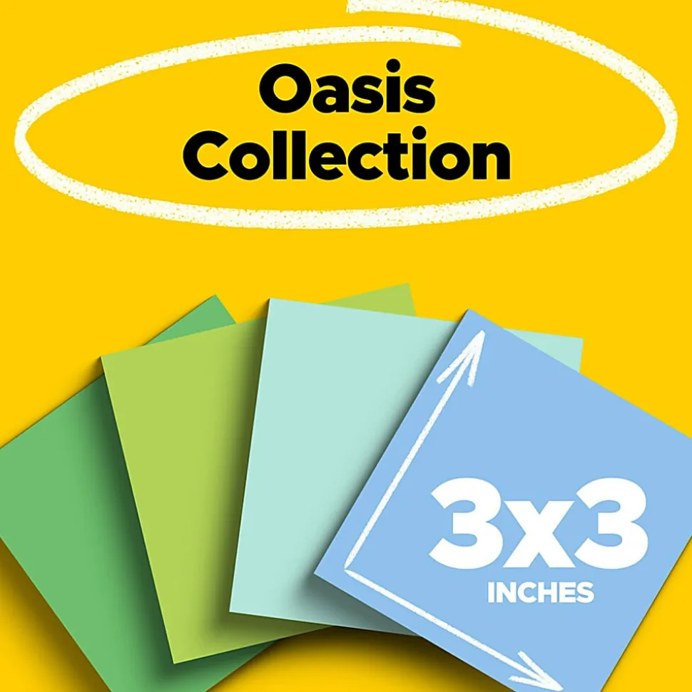 Post-it® Super Sticky 100% Recycled Paper Notes, 3 x 3 in, 24 Sticky Note Pads, 70 Sheets/Pad, School Supplies and Office Products, Oasis