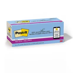 Post-it® Super Sticky 100% Recycled Paper Notes, 3 x 3 in, 24 Sticky Note Pads, 70 Sheets/Pad, School Supplies and Office Products, Oasis