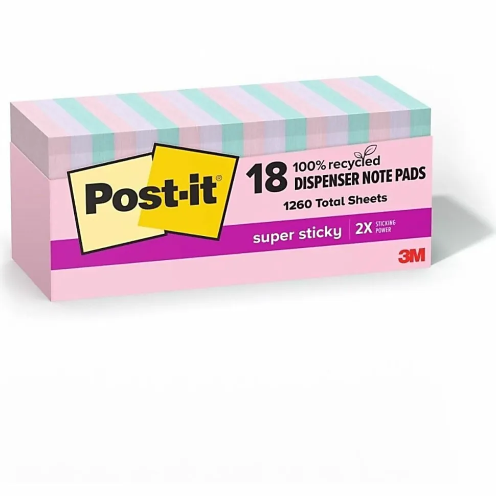 Post-it® Super Sticky 100% Recycled Paper Notes, 4 x 6 in, 4 Lined Sticky Note Pads, 45 Sheets/Pad, 2X the Sticking Power, School Supplies, Oasis