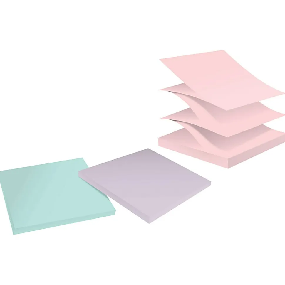 Post-it® Super Sticky 100% Recycled Paper Notes, 3 x 3 in, 6 Sticky Note Pads, 70 Sheets/Pad, School Supplies and Office Products, Wanderlust Pastels