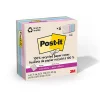 Post-it® Super Sticky 100% Recycled Paper Notes, 4 x 4 in, 6 Lined Sticky Note Pads, 70 Sheets/Pad, School and Office Supplies, Wanderlust Pastels
