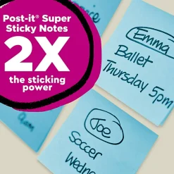 Post-it® Super Sticky 100% Recycled Paper Notes, 3 x 3 in, 5 Sticky Note Pads, 70 Sheets/Pad, 2X the Sticking Power, School and Office Supplies, Oasis