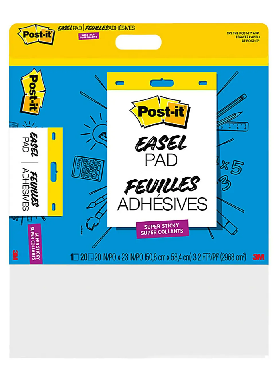 Post-it® Super Sticky Wall Pad, 20 in x 23 in, 1 Pad, 20 Sheets/Pad, Great for Virtual Teachers and Students, White