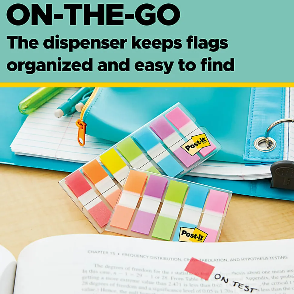 Post-it® Tabs and Flags Combo Pack - Red, Yellow, Blue, Green, Orange - Sticky, Adhesive - 136 / Pack