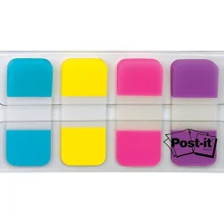 Post-it® Tabs, .625 in., 10/Color, 40/Dispenser, Solid, Aqua, Yellow, Pink, Violet