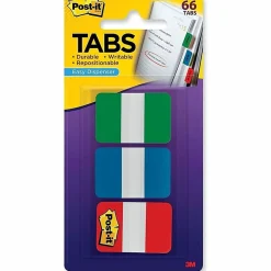 Post-it® Tabs, 1 in. x 1.5 in., Pack of 66 Tabs, 3 Dispensers