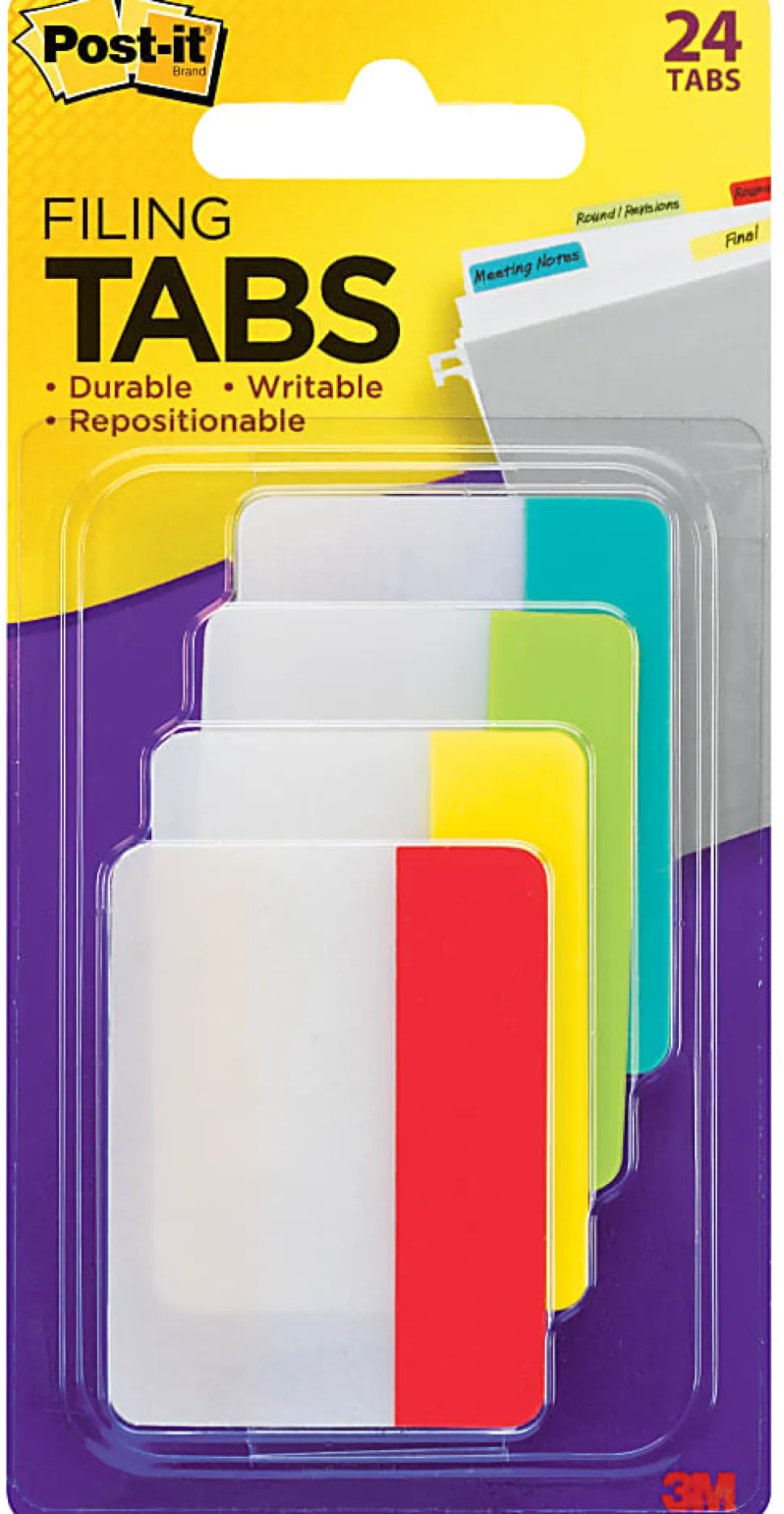 Post-it® Tabs, 1.5 in. x 2 in., 1 Pack, 24 Tabs/Pack, Assorted Colors, School Supplies for Students, Tabs for Textbooks and Notebooks