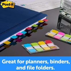 Post-it® Tabs, 1 in. x 1.5 in., 1 Pack, 88 Tabs/Pack, Assorted Colors, Back to School Supplies for Students, Tabs for Textbooks and Notebooks
