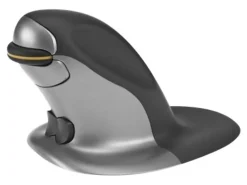 Posturite Penguin Wireless Ambidextrous Vertical Laser Mouse, Silver/Black