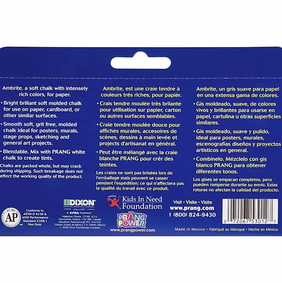 Prang® Ambrite Art Chalk, Assorted Colors, Pack Of 12