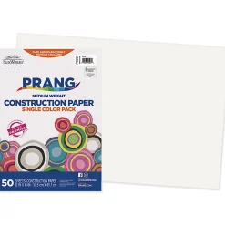 Prang Construction Paper, Medium Weight, 12" x 18", White, 50 Sheets Per Pack, Set Of 5 Packs