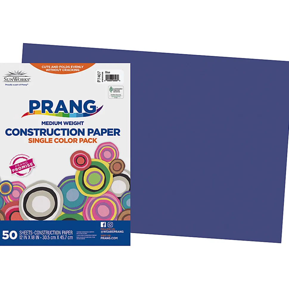Prang® Construction Paper, 12" x 18", Blue, Pack Of 50