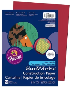 PrangĀ® Construction Paper, 9" x 12", Red, Pack Of 50