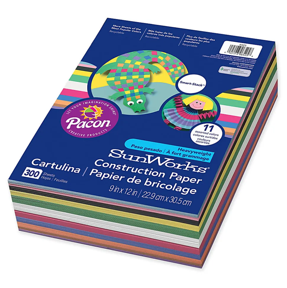 Prang® Smart-Stack™ Medium Weight Construction Paper, 9" x 12", Assorted, Pack Of 300