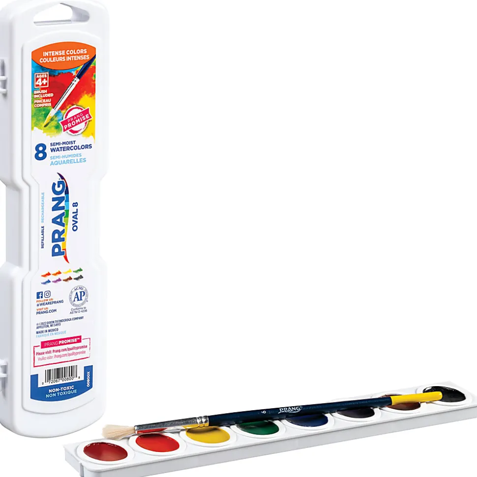 Prang® Watercolor Oval Set With Brush, Assorted, Set Of 8 Colors