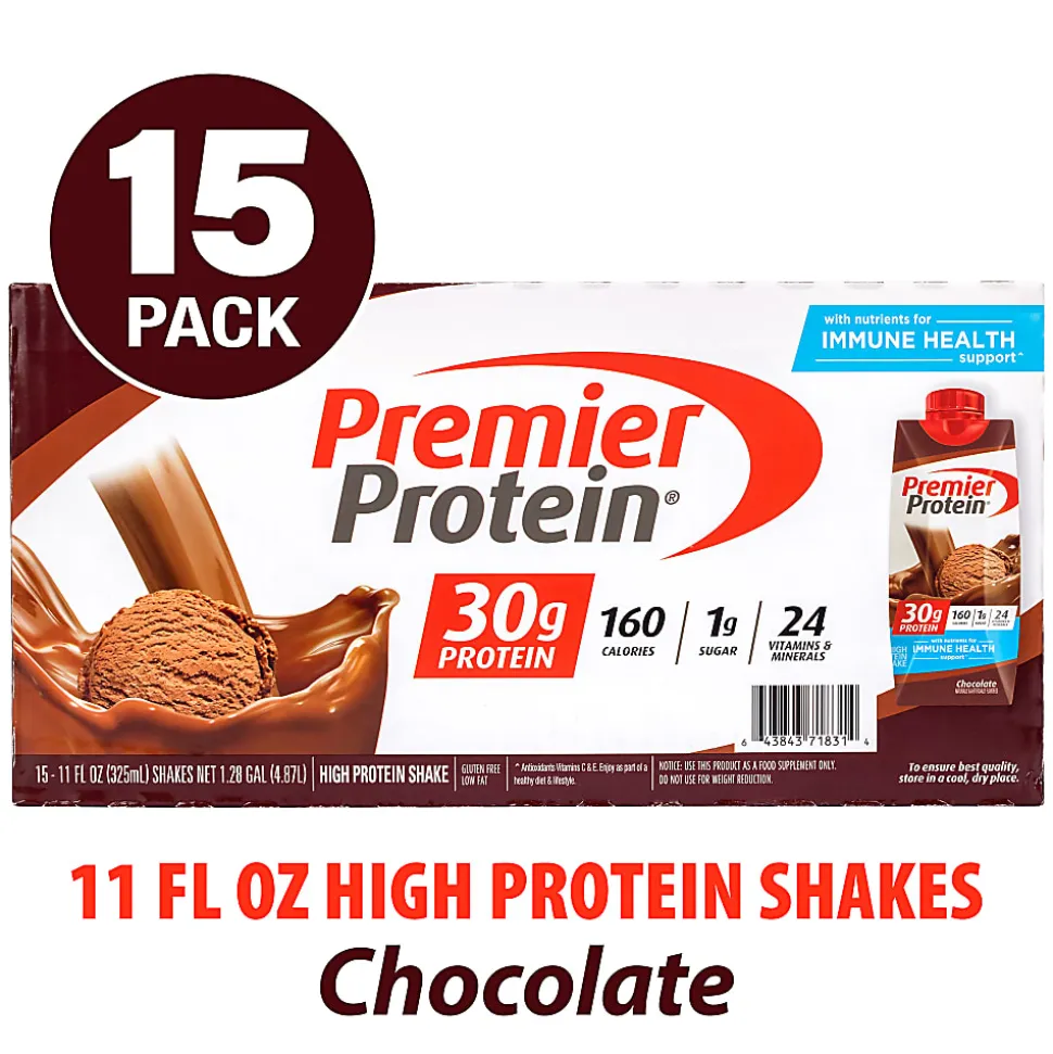 Premier Protein Chocolate Ready to Drink Shakes, 11 Oz, Pack Of 15 Shakes