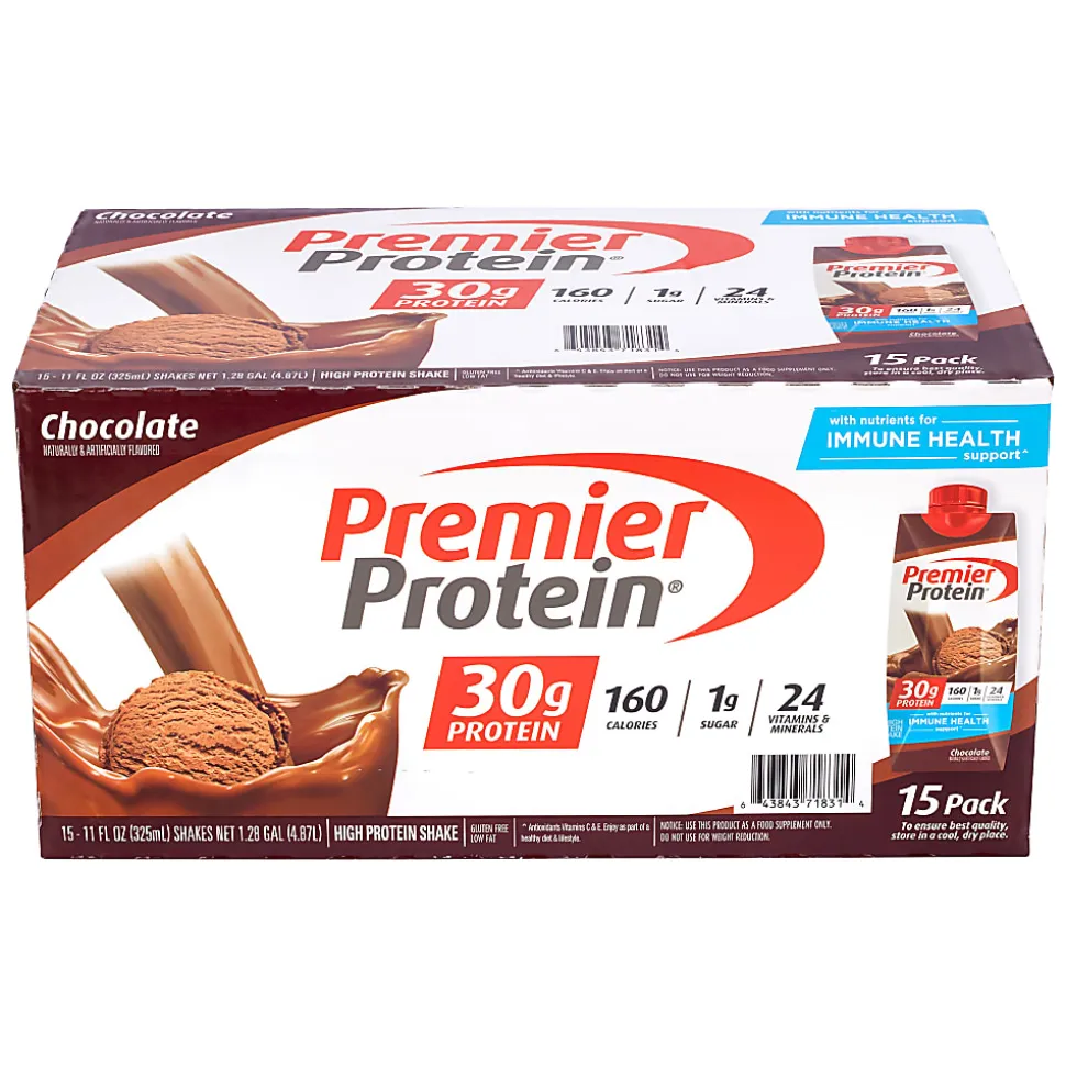 Premier Protein Chocolate Ready to Drink Shakes, 11 Oz, Pack Of 15 Shakes