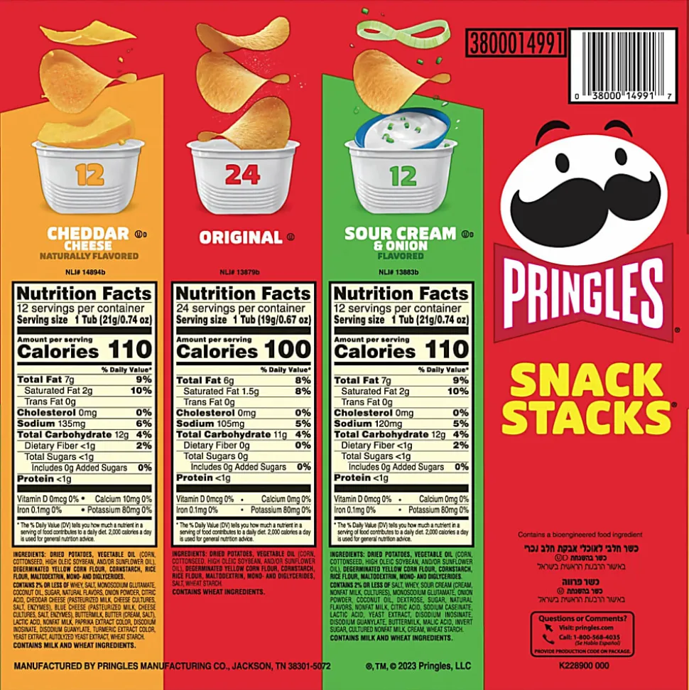 Pringles Crisps Grab ‘N Go Variety Pack, Case Of 48 Containers