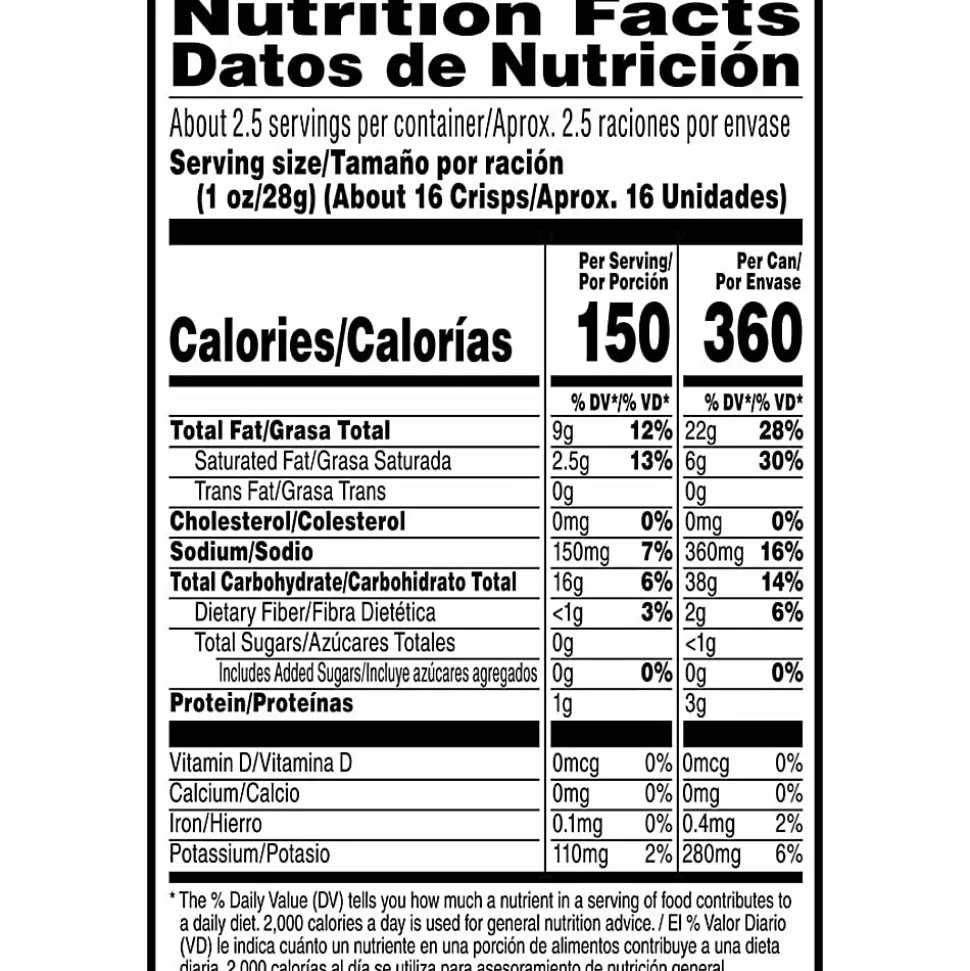 Pringles® Original Cans, 2.38 Oz, Carton Of 12 Cans
