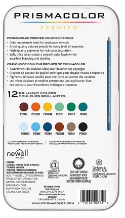 Prismacolor Premier Colored Pencil Set, 0.7 mm, Soft Core, Landscape, Set Of 12 Pencils