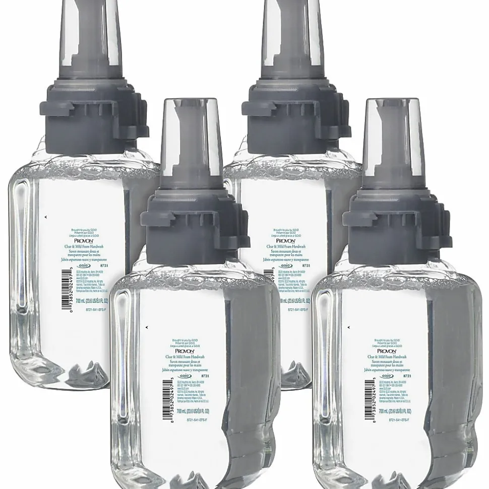 PROVON Clear & Mild Foam Handwash, Fragrance Free, 700 ml, Pack Of 4 Refills