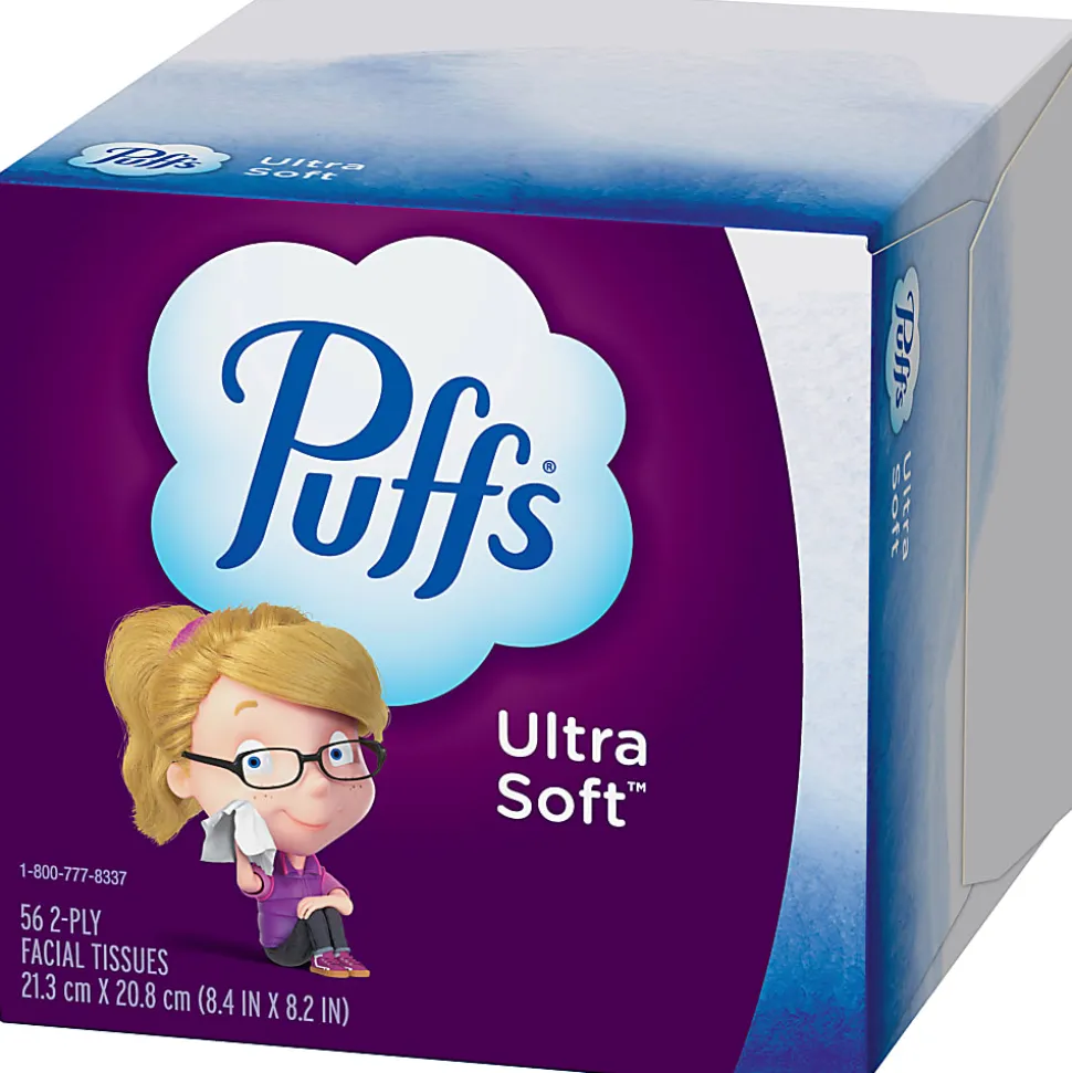 Puffs® Ultra Soft™ Facial Tissue, 2-Ply, Box of 56 Tissues