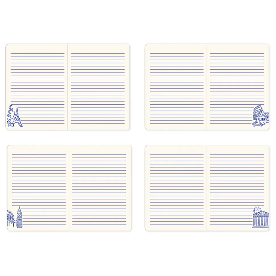 Punch Studio Softcover Journal, 6” x 8-1/4”, Legal Rule, 208 Pages, Destinations