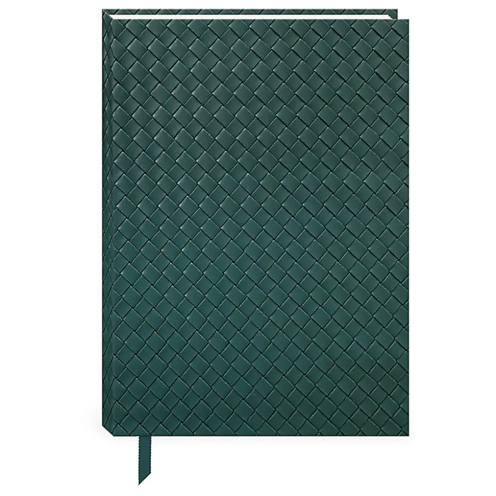 Punch Studio Woven Vegan Leather Journal, 6” x 8-1/2”, Unruled, 192 Pages, Teal Weave