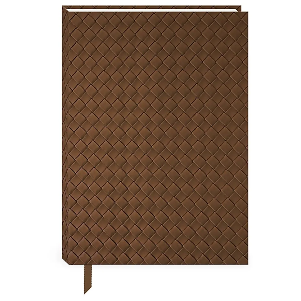 Punch Studio Woven Vegan Leather Journal, 6” x 8-1/2”, Unruled, 192 Pages, Brown Weave